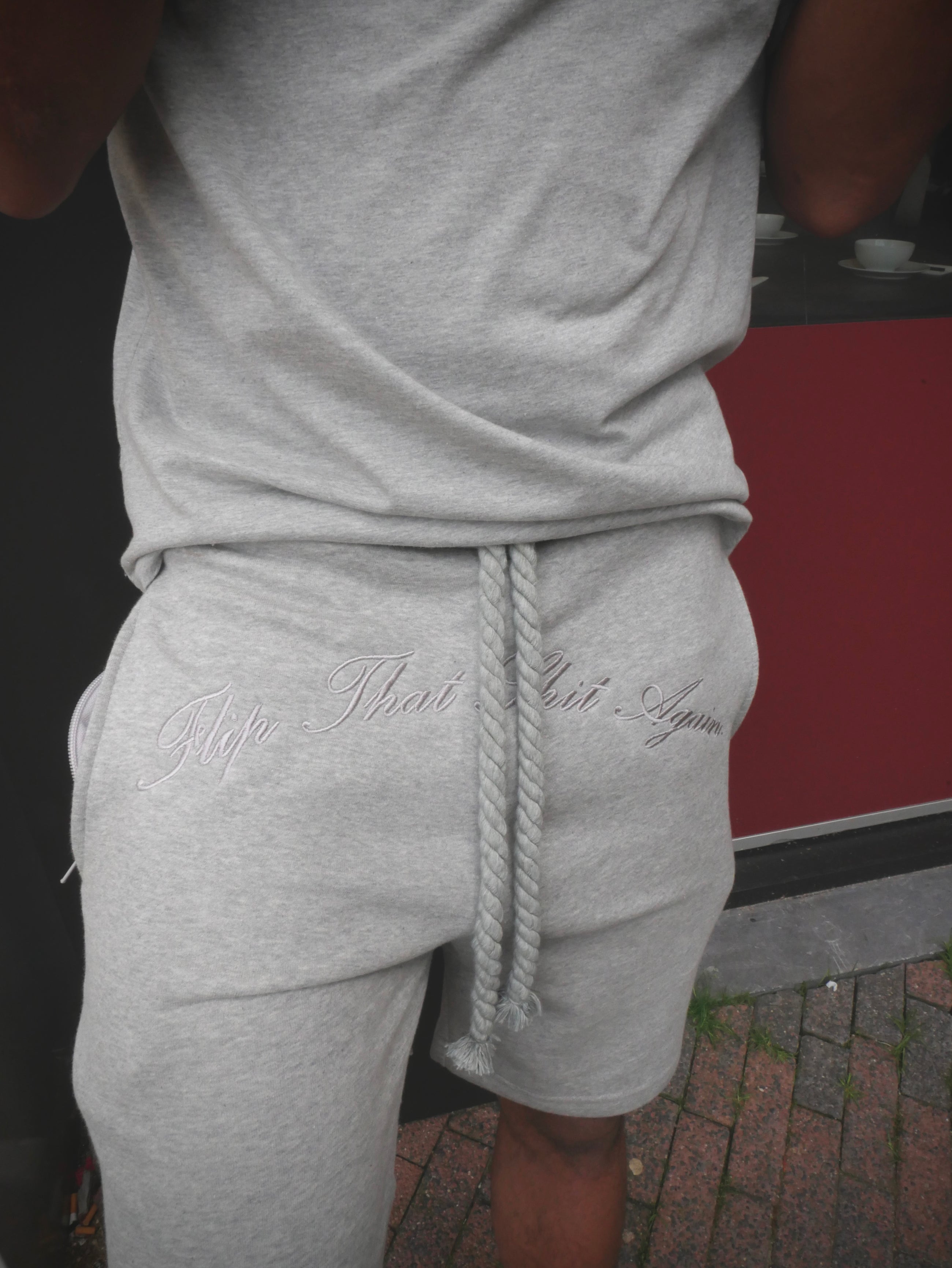 "Flip That Shit Again." Shorts - GREY