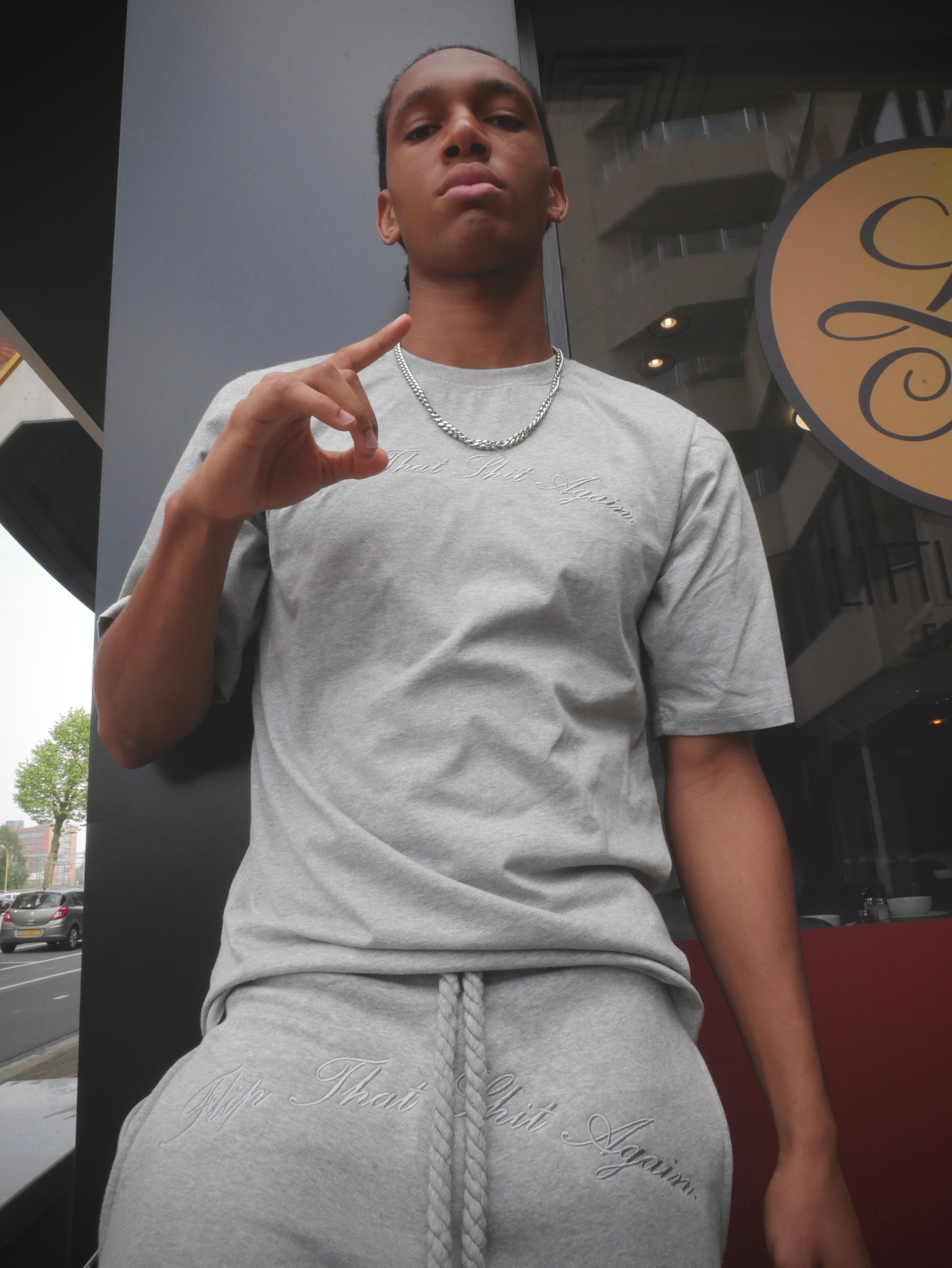 "Flip That Shit Again." T Shirt - GREY