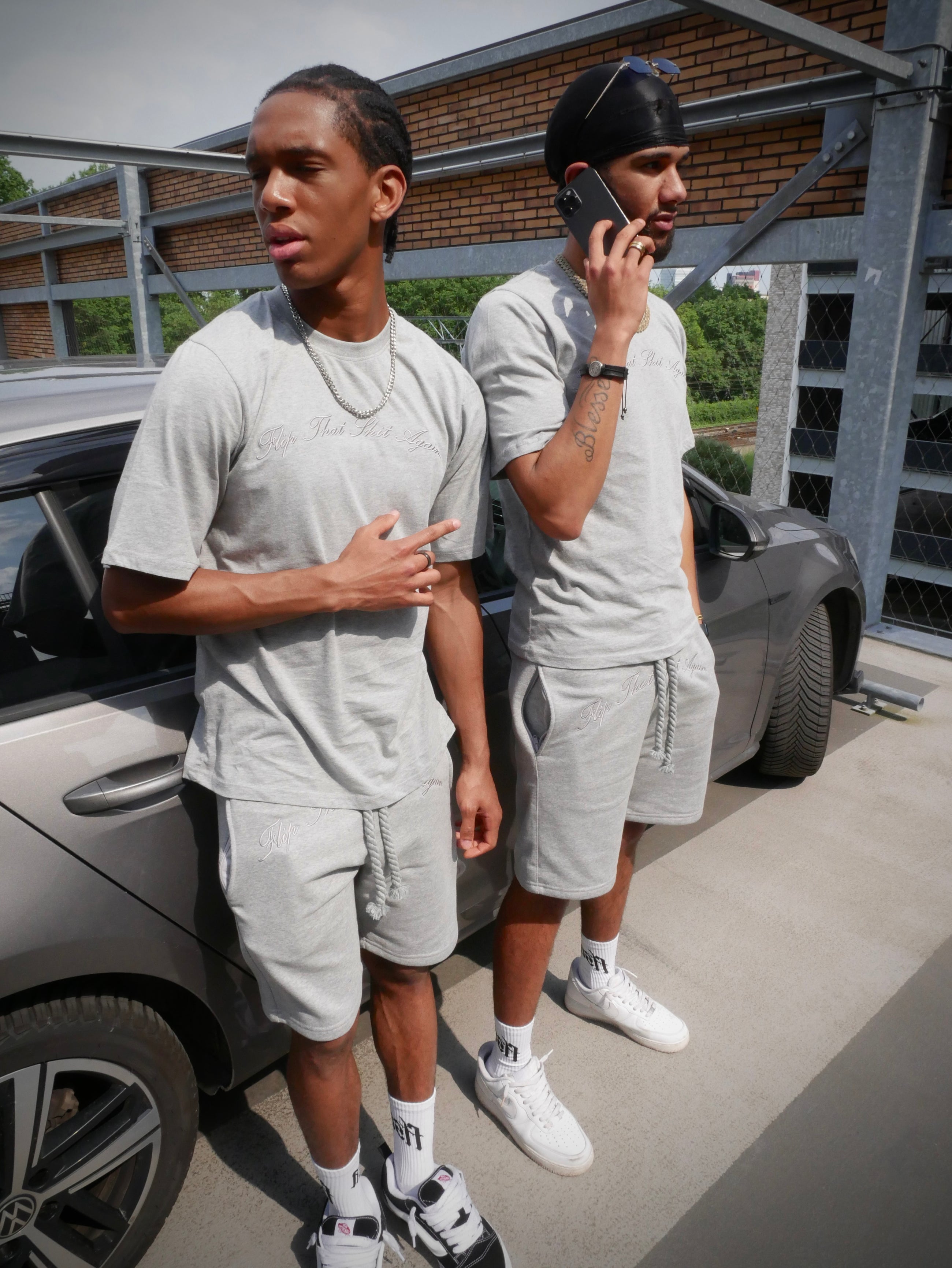 "Flip That Shit Again." Shorts - GREY