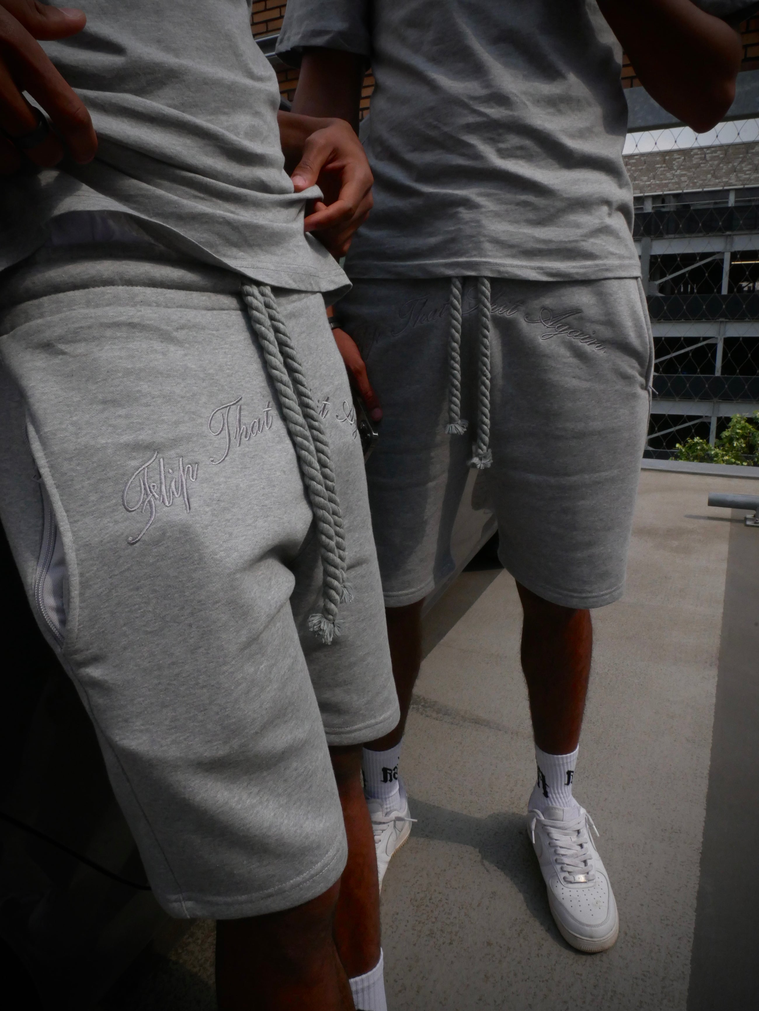 "Flip That Shit Again." Shorts - GREY