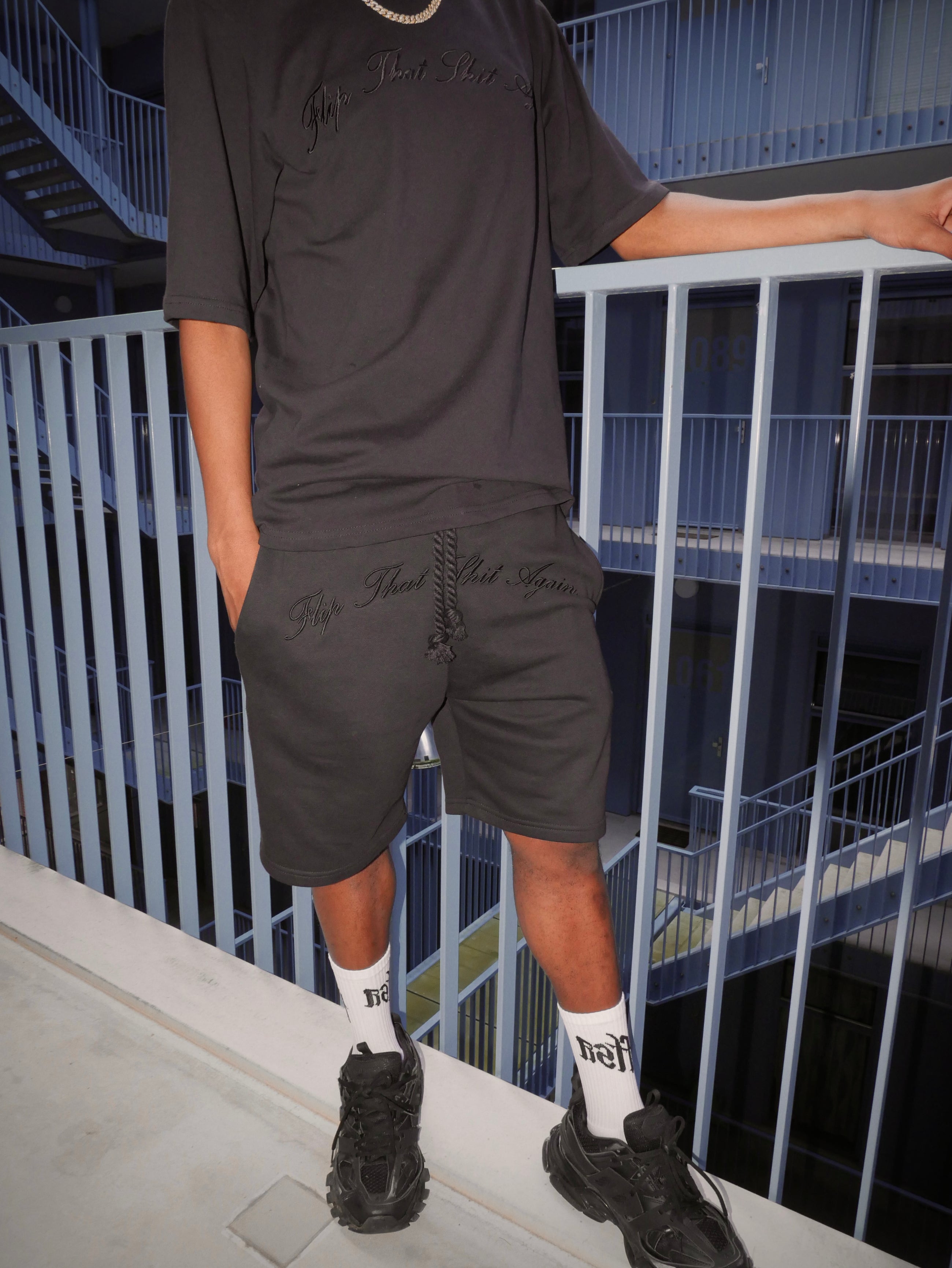 "Flip That Shit Again." Shorts - BLACK