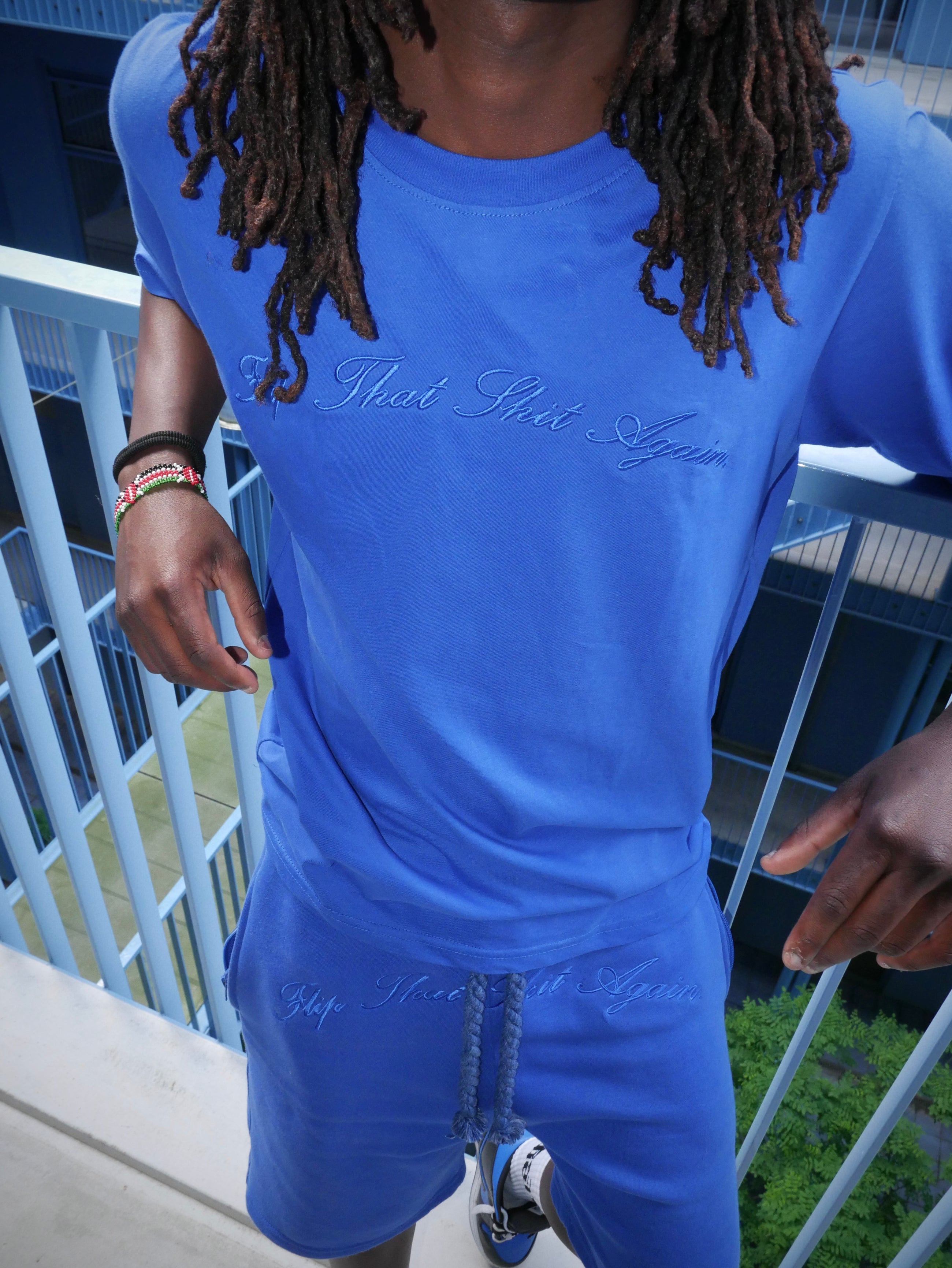 "Flip That Shit Again." Shorts - BLUE