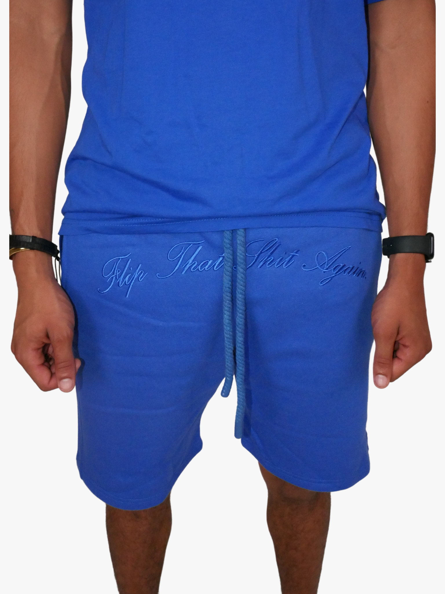 "Flip That Shit Again." Shorts - BLUE