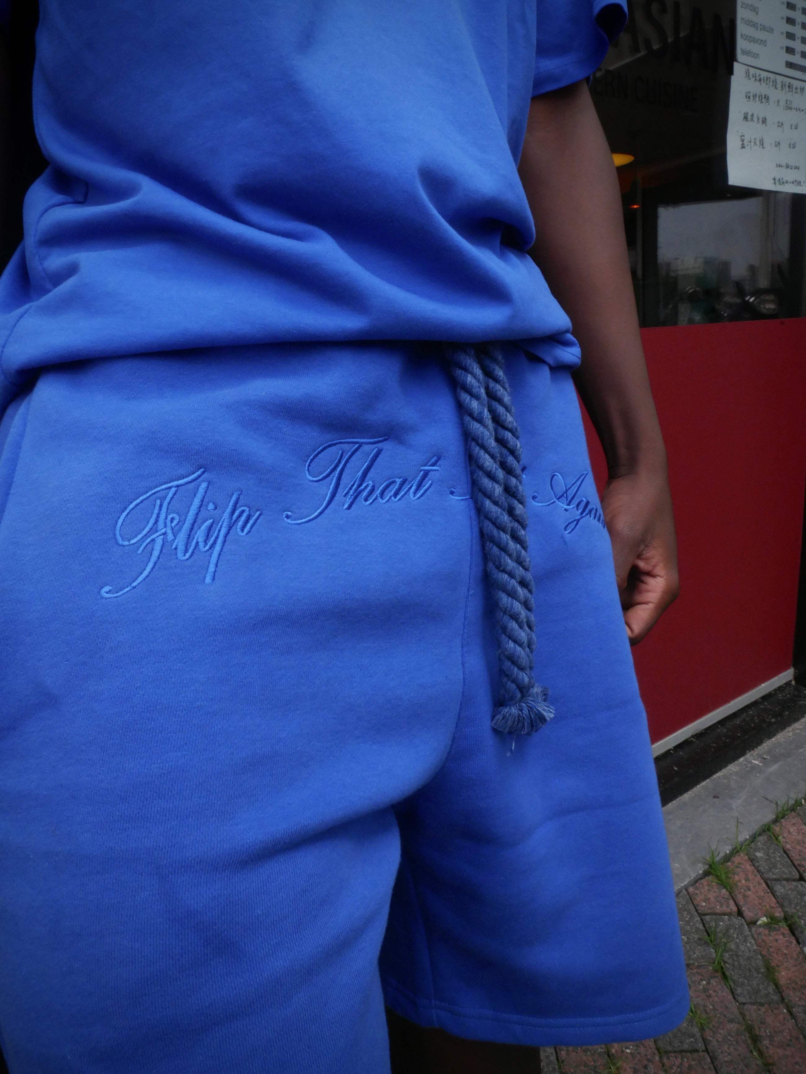 "Flip That Shit Again." Shorts - BLUE